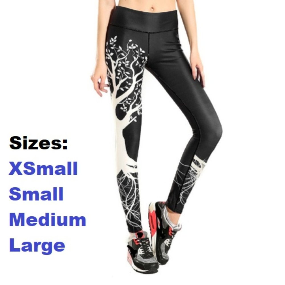 Black & White Tree pattern leggings